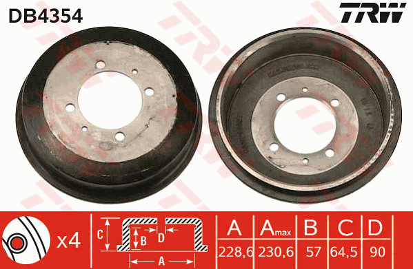 TRW DB4354 Brzdový buben