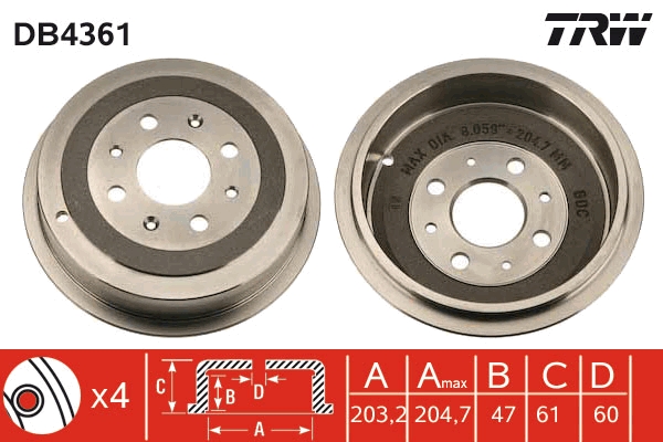 TRW DB4361 спирачен барабан