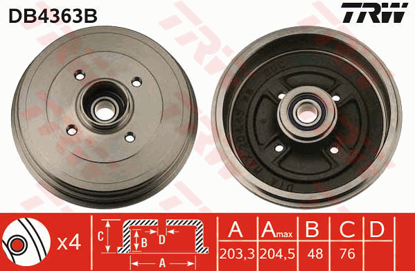 TRW DB4363B Bremstrommel