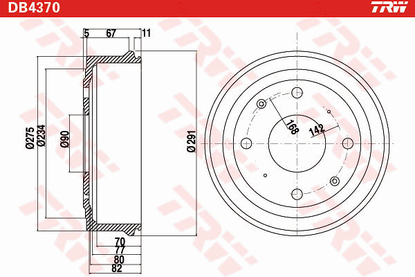 TRW DB4370 Tamburo freno