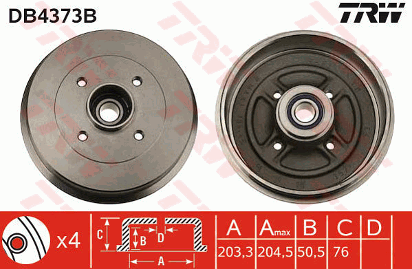 TRW DB4373B Bremstrommel