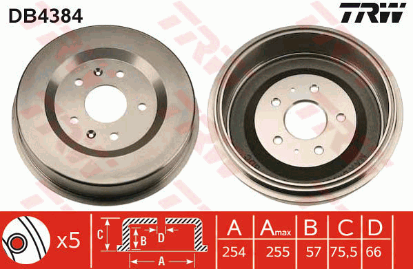 TRW DB4384 Tamburo freno