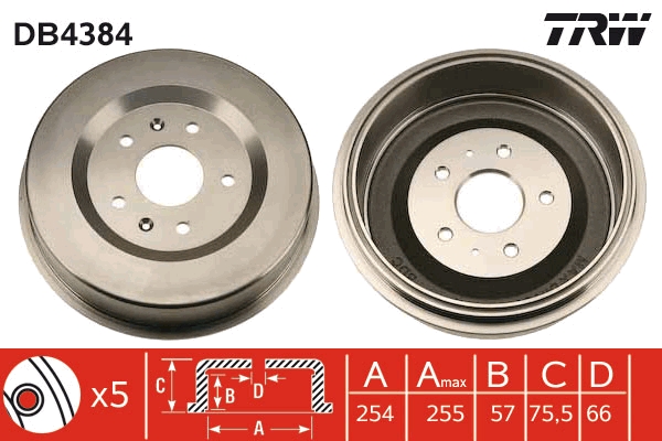 TRW DB4384 спирачен барабан