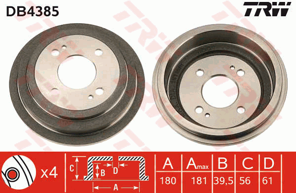 TRW DB4385 Tamburo freno