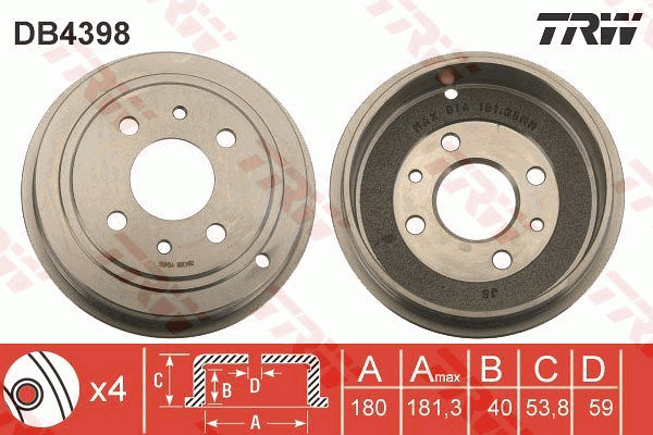 TRW DB4398 Bremstrommel