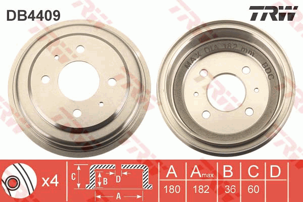 TRW DB4409 Tamburo freno