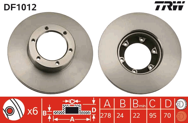 TRW DF1012 Disque de frein