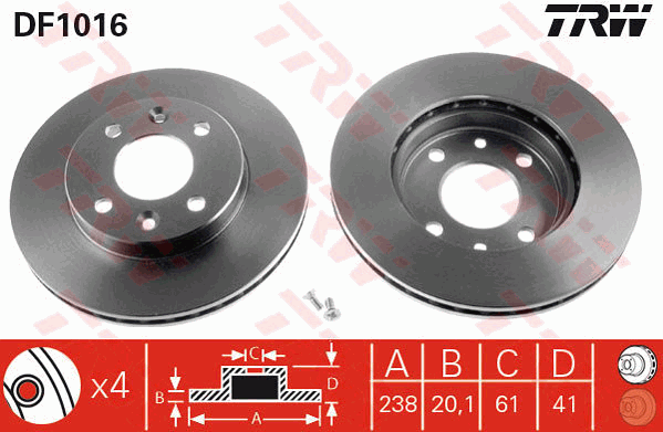 TRW DF1016 Discofreno-Discofreno-Ricambi Euro