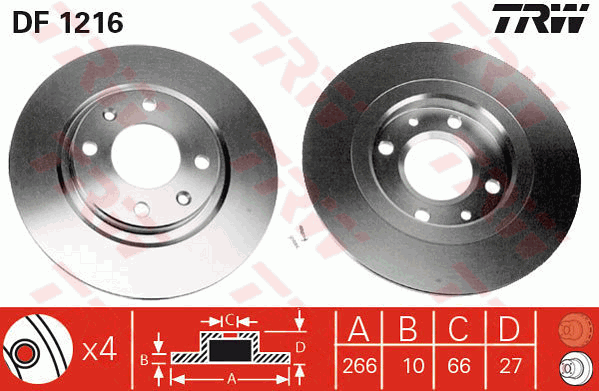 TRW DF1216 Brzdový kotouč