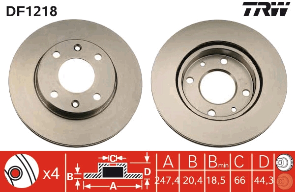 TRW DF1218 Disque de frein