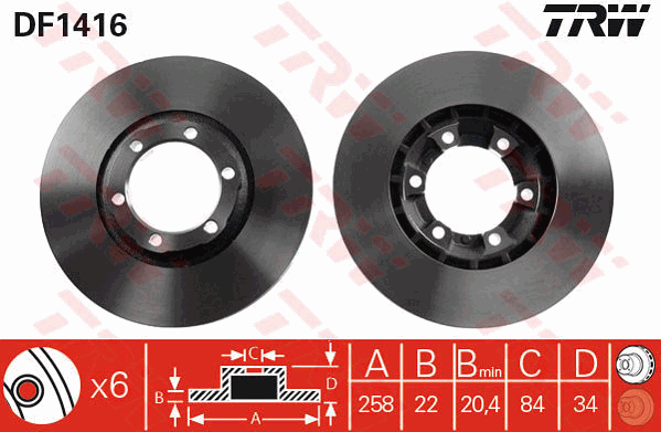 TRW DF1416 Bremsscheibe