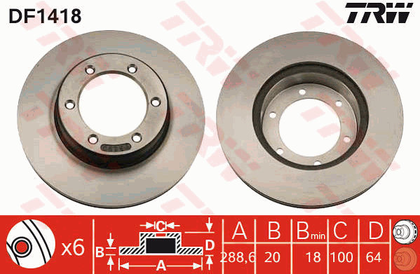 TRW DF1418 Discofreno-Discofreno-Ricambi Euro