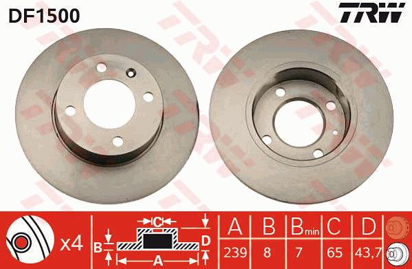 TRW DF1500 Brzdový kotouč