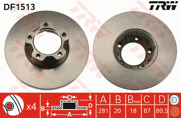 TRW DF1513 Brzdový kotouč