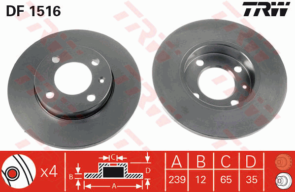 TRW DF1516 Brzdový kotouč