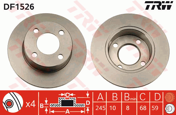 TRW DF1526 Bremsscheibe