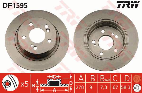 TRW DF1595 Brzdový kotouč