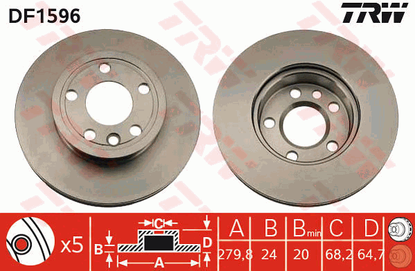 TRW DF1596 Brzdový kotouč