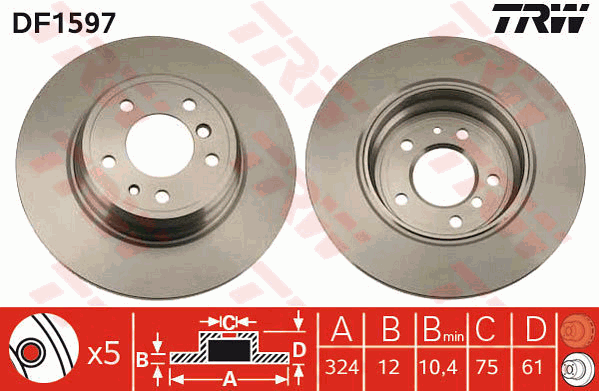 TRW DF1597 Brzdový kotouč