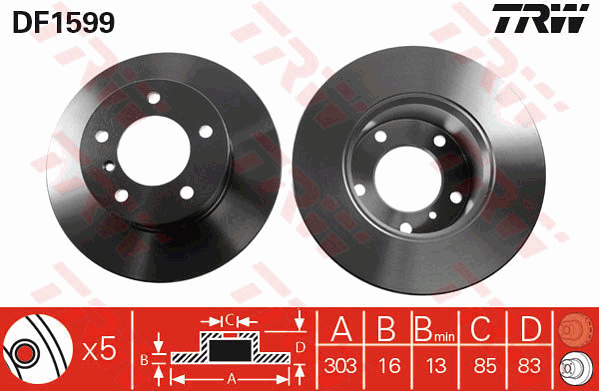 TRW DF1599 Bremsscheibe