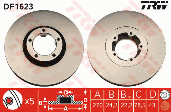 TRW DF1623 Discofreno-Discofreno-Ricambi Euro