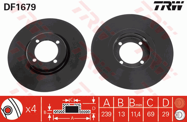 TRW DF1679 Bremsscheibe