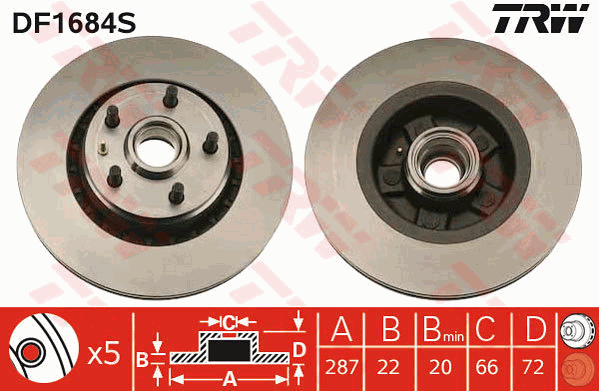 TRW DF1684S Bremsscheibe