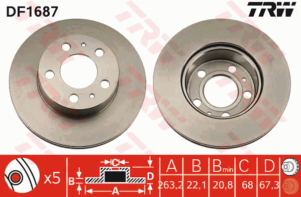 TRW DF1687 Brzdový kotouč