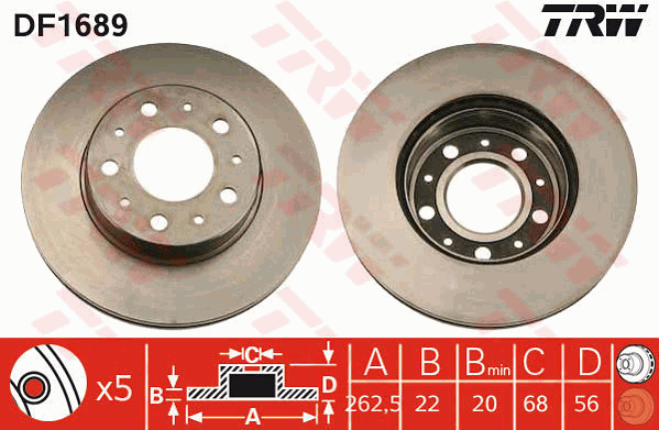 TRW DF1689 Discofreno-Discofreno-Ricambi Euro