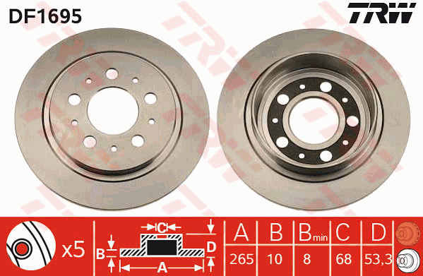 TRW DF1695 Bremsscheibe