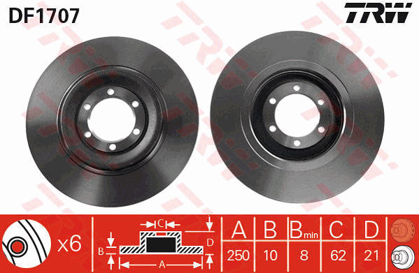 TRW DF1707 Brzdový kotouč