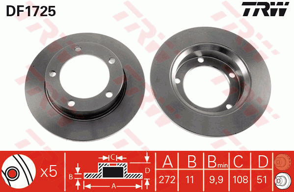 TRW DF1725 Bremsscheibe