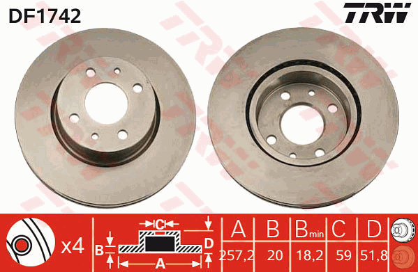 TRW DF1742 Discofreno-Discofreno-Ricambi Euro