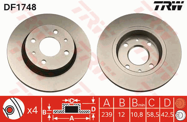 TRW DF1748 Discofreno-Discofreno-Ricambi Euro