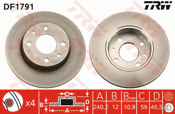 TRW DF1791 Brzdový kotouč