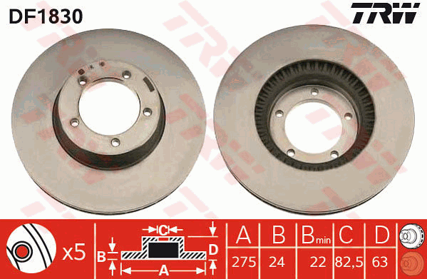 TRW DF1830 Brzdový kotouč