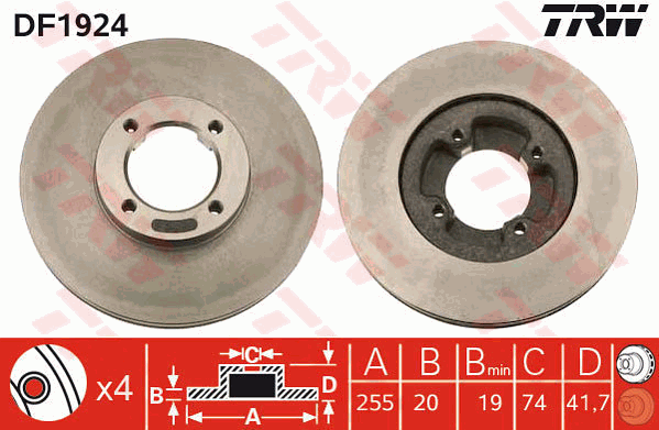 TRW DF1924 Bremsscheibe