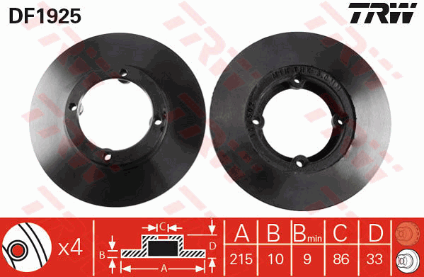 TRW DF1925 Discofreno-Discofreno-Ricambi Euro