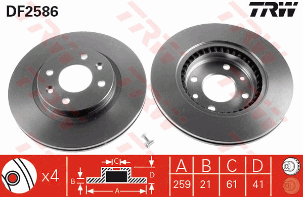 TRW DF2586 Discofreno-Discofreno-Ricambi Euro