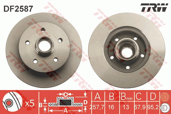 TRW DF2587 Bremsscheibe