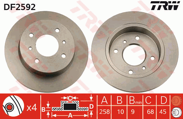 TRW DF2592 Brzdový kotouč