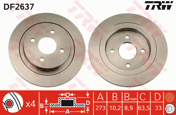 TRW DF2637 Bremsscheibe