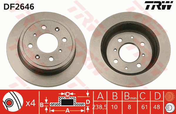 TRW DF2646 Brzdový kotouč