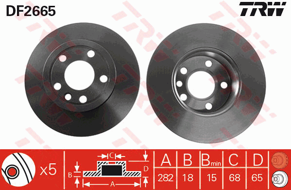 TRW DF2665 Brzdový kotouč