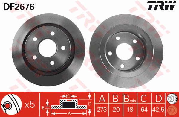 TRW DF2676 Bremsscheibe