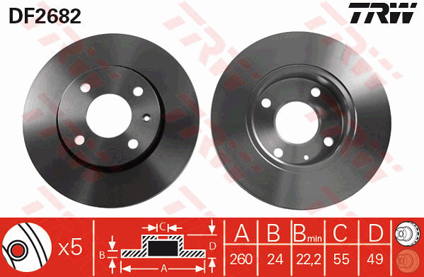 TRW DF2682 Brzdový kotouč