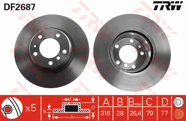 TRW DF2687 Brzdový kotouč