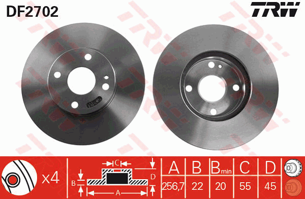 TRW DF2702 Brzdový kotouč