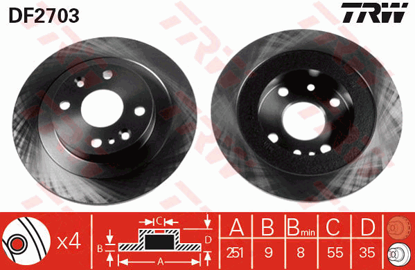 TRW DF2703 Brzdový kotouč