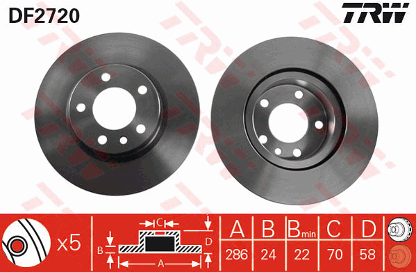 TRW DF2720 Brzdový kotouč